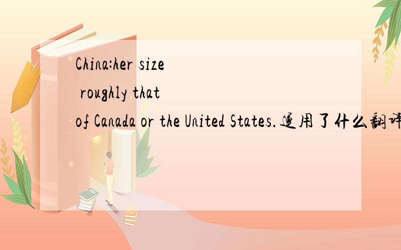 China:her size roughly that of Canada or the United States.运用了什么翻译技巧