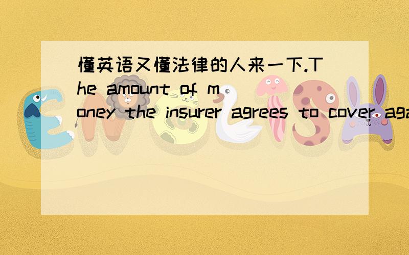 懂英语又懂法律的人来一下.The amount of money the insurer agrees to cover against the subject matter is the ______ _______.The sum of money the insured agrees to pay the insurer is called____________.请填空式的填一下吧.我分不