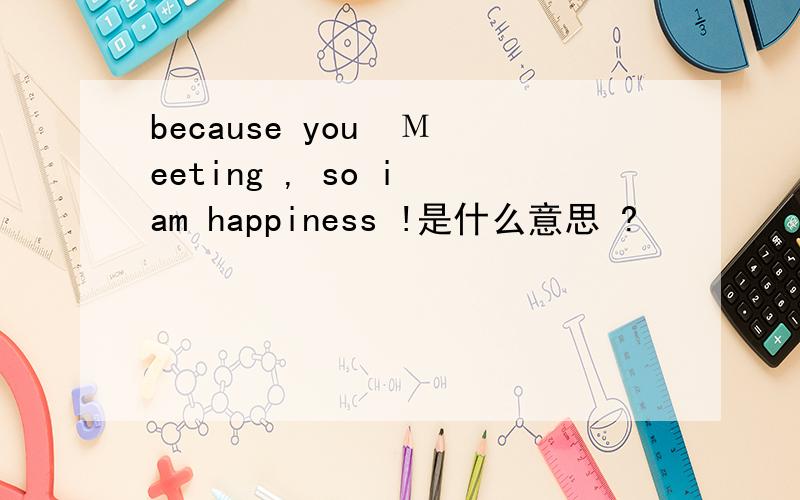 because you  Μeeting , so i am happiness !是什么意思 ?