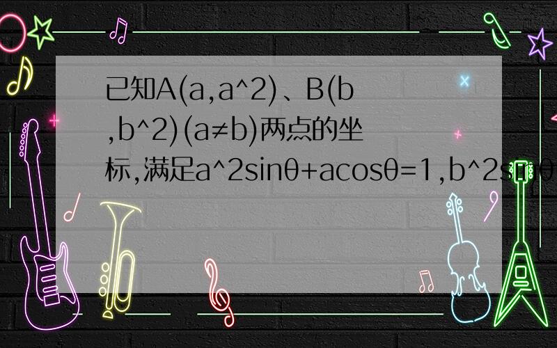 已知A(a,a^2)、B(b,b^2)(a≠b)两点的坐标,满足a^2sinθ+acosθ=1,b^2sinθ+bcosθ=1,记原点到直线AB的距离为d,则d与1的大小关系是（ ）A.d>1B.d=1C.d