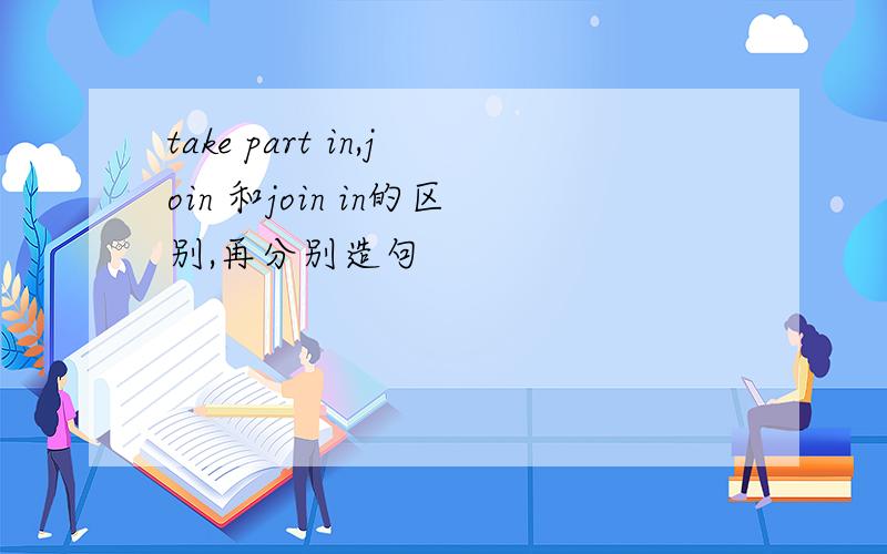 take part in,join 和join in的区别,再分别造句