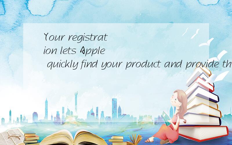Your registration lets Apple quickly find your product and provide the help you n